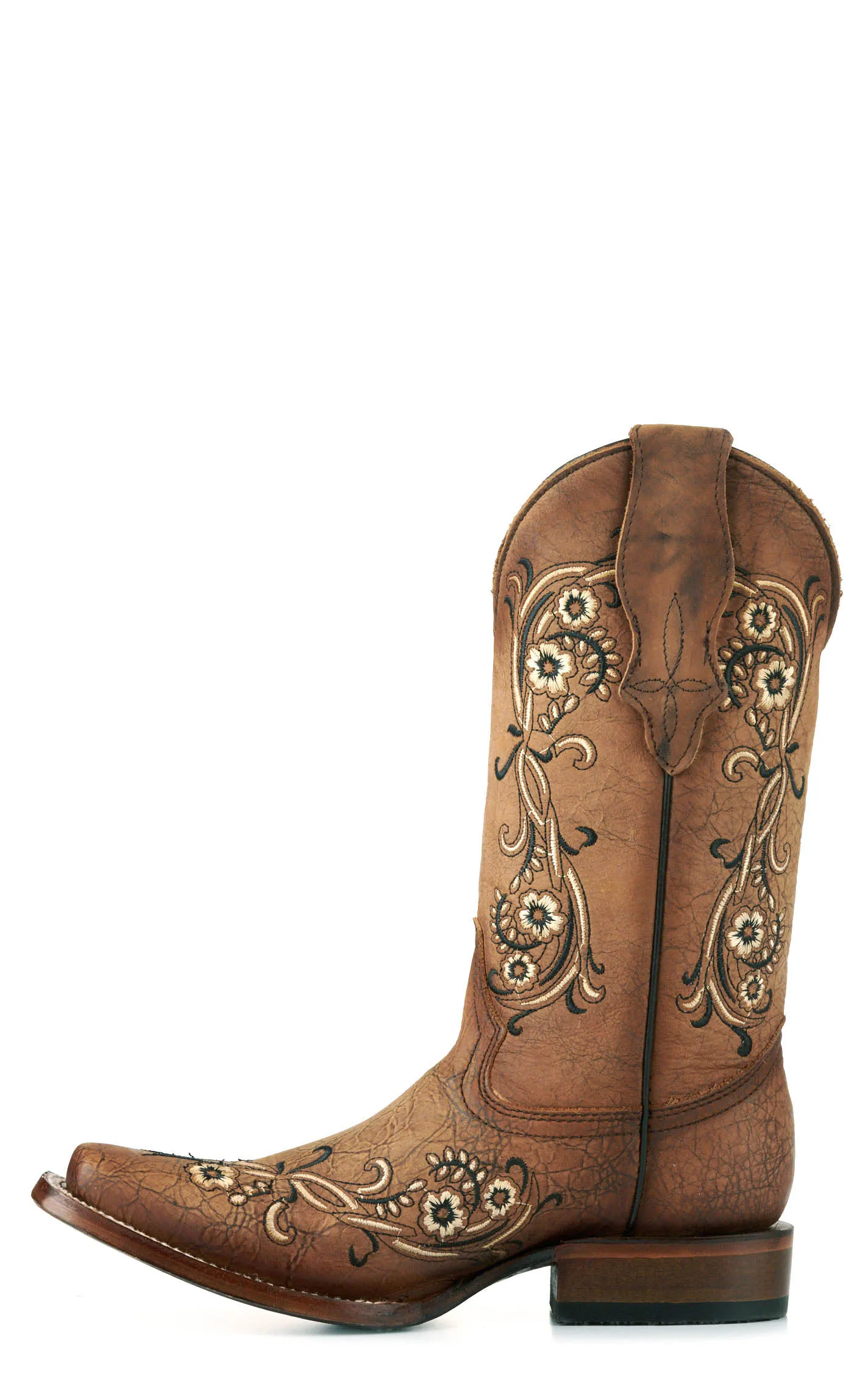 Circle G by Corral Women's Sandalwood with Floral Embroidery Square Toe Cowboy Boots