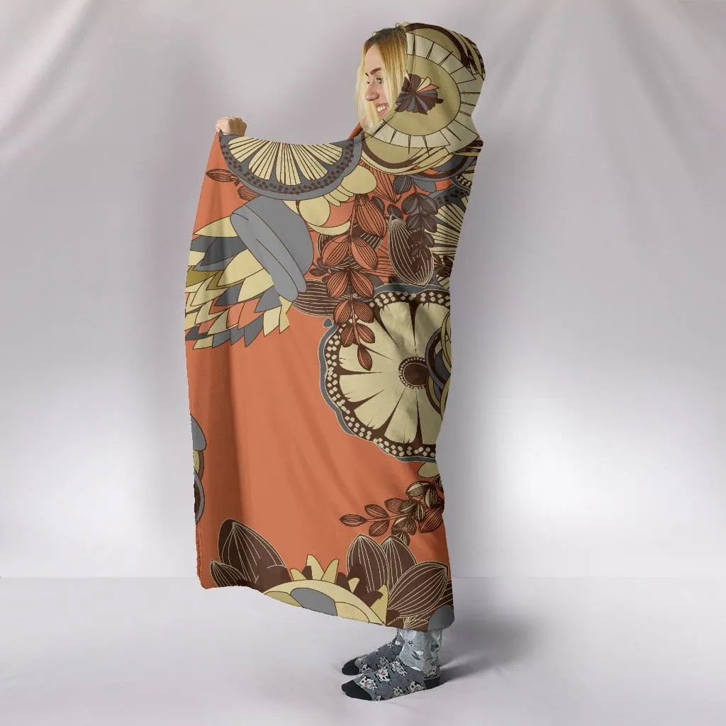 Customised Hoodie Blanket Tan Floral Design