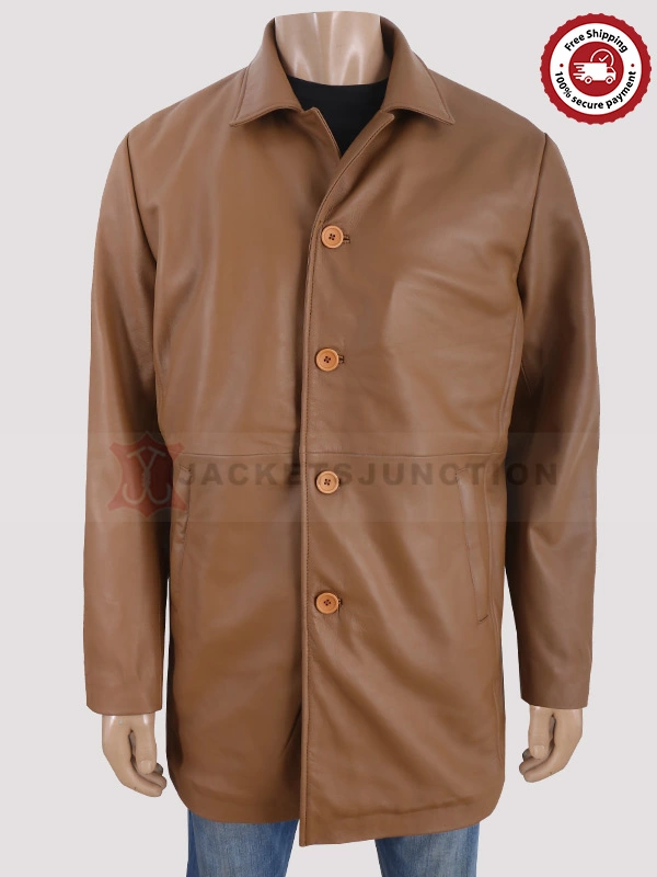 Fahion Brown Leather Coat