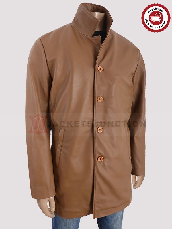 Fahion Brown Leather Coat