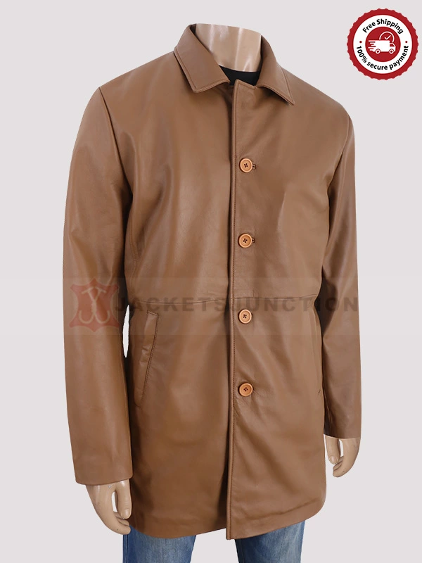 Fahion Brown Leather Coat