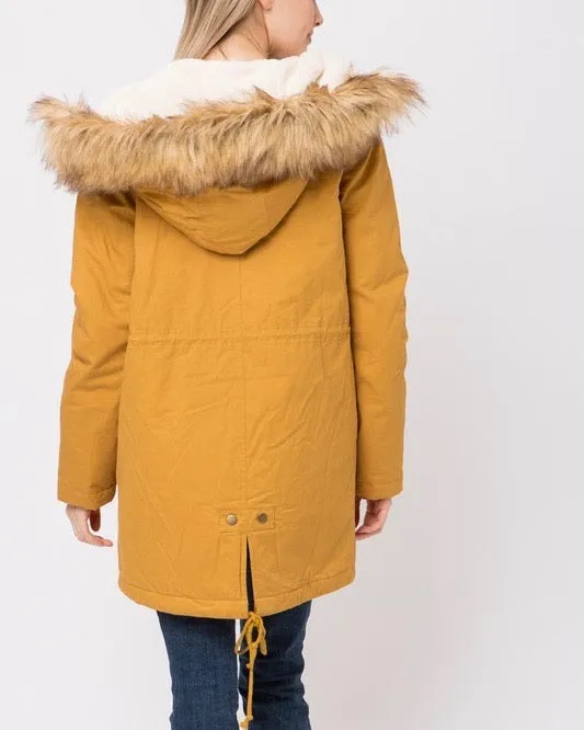 Faux Sherpa Lined Hooded Utility Parka Jacket - Wide Range of Colors Available