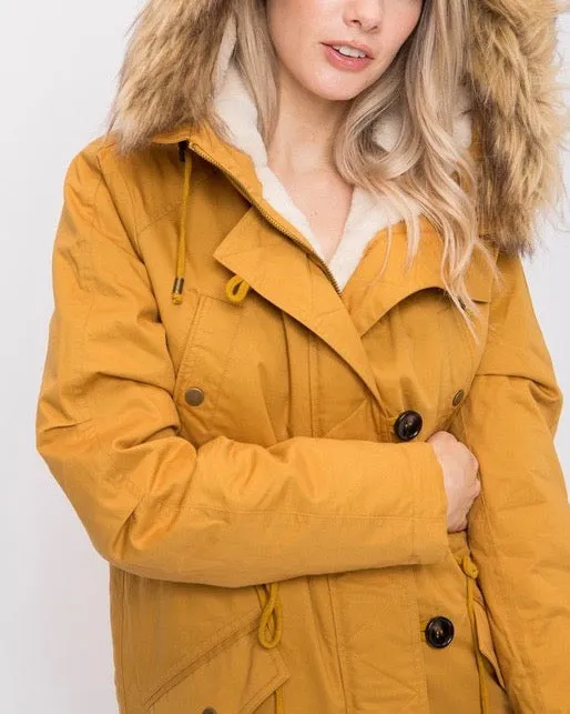 Faux Sherpa Lined Hooded Utility Parka Jacket - Wide Range of Colors Available