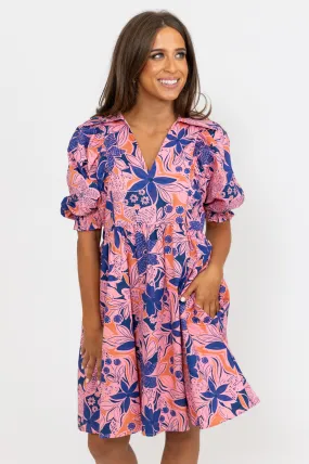 Floral Poplin Puff Sleeve Dress - Buy Online Now!