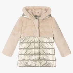 Girls Beige Puffer Coat