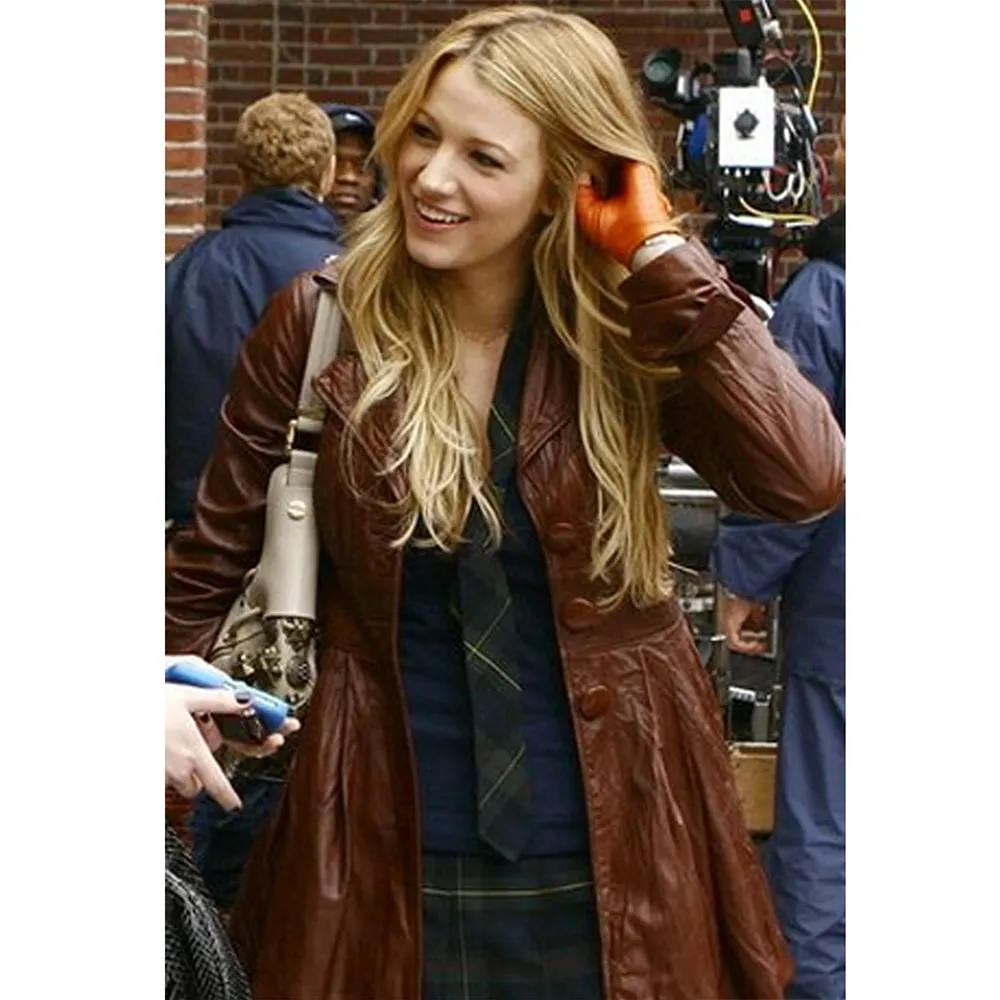 Gossip Girl Blake Lively Leather Coat