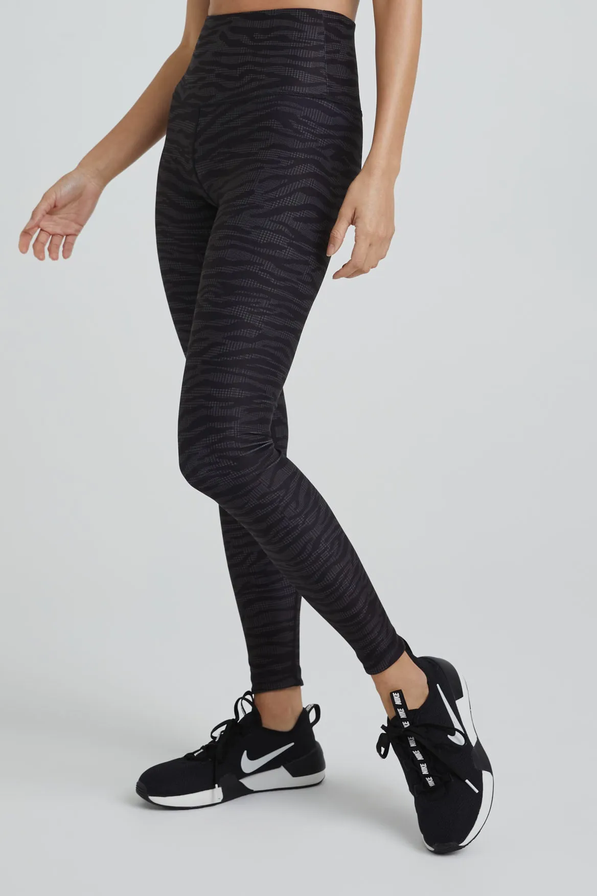 High Waist Leggings Charcoal Zebra