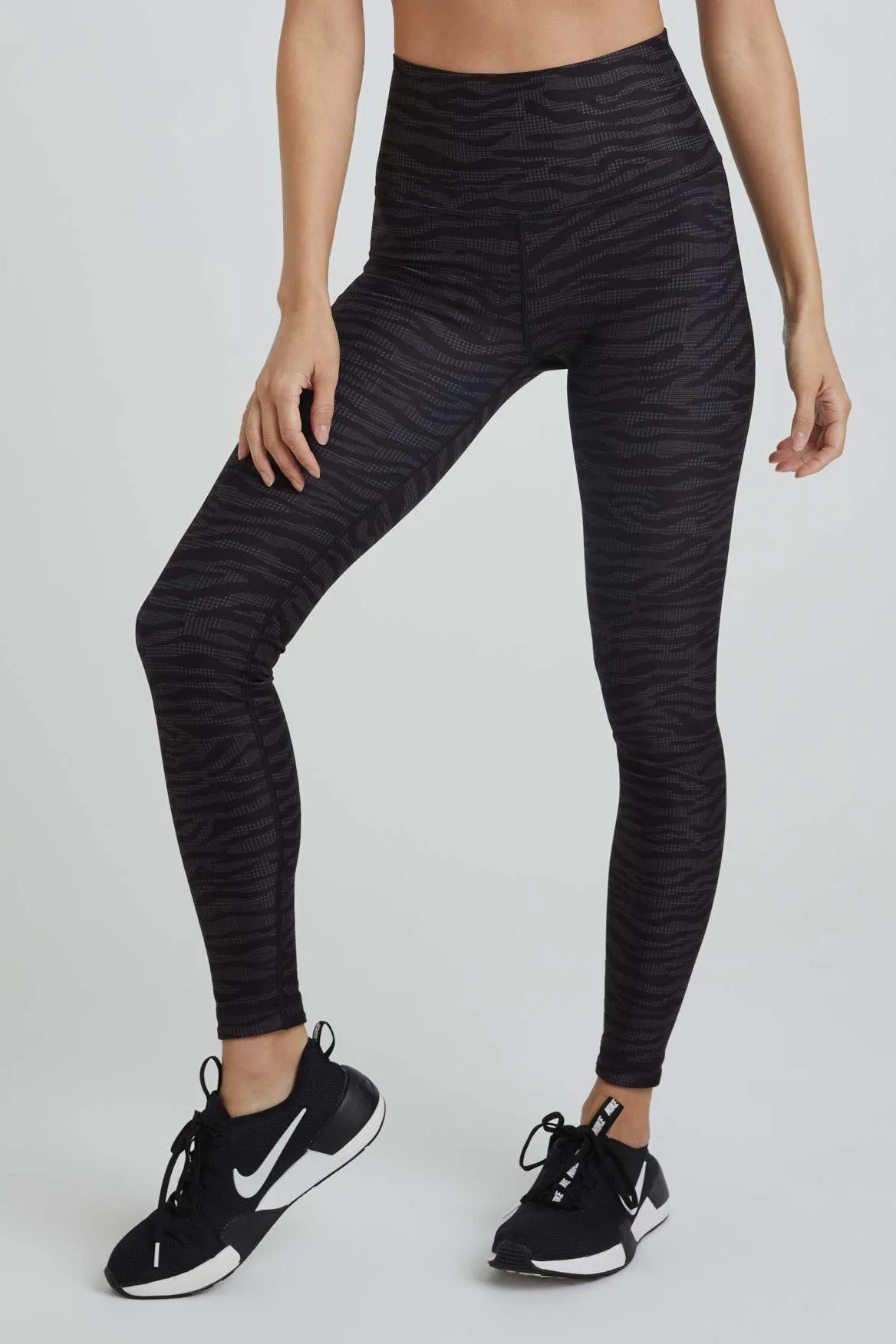 High Waist Leggings Charcoal Zebra