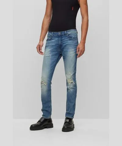 Hugo Extra-slim-fit jeans in blue comfort-stretch denim