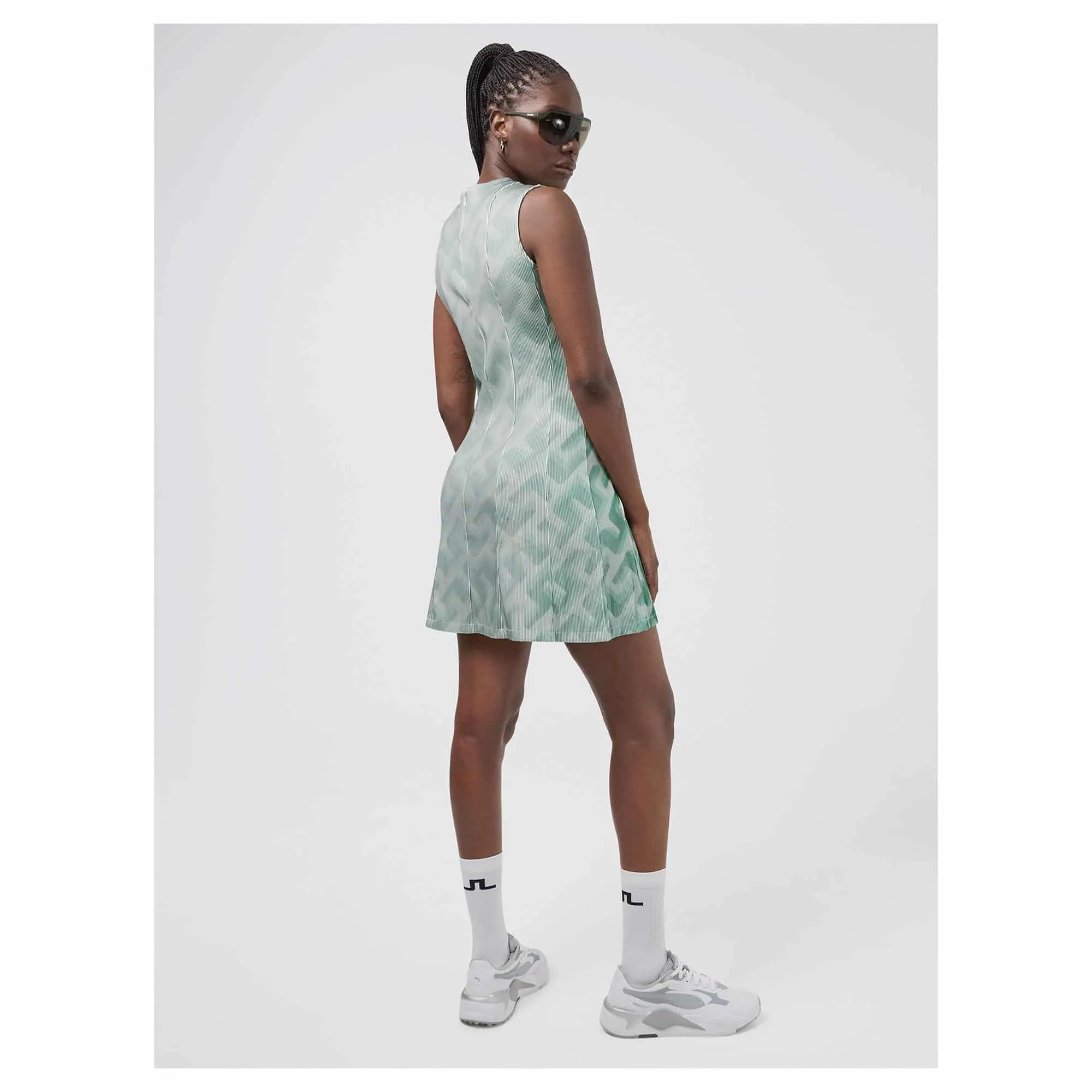 J Lindeberg Jillian 3D Ladies Golf Dress Green 3D Bridge