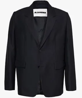 Jil Sander Mens Navy Notch-lapel single-breasted regular-fit wool-blend blazer