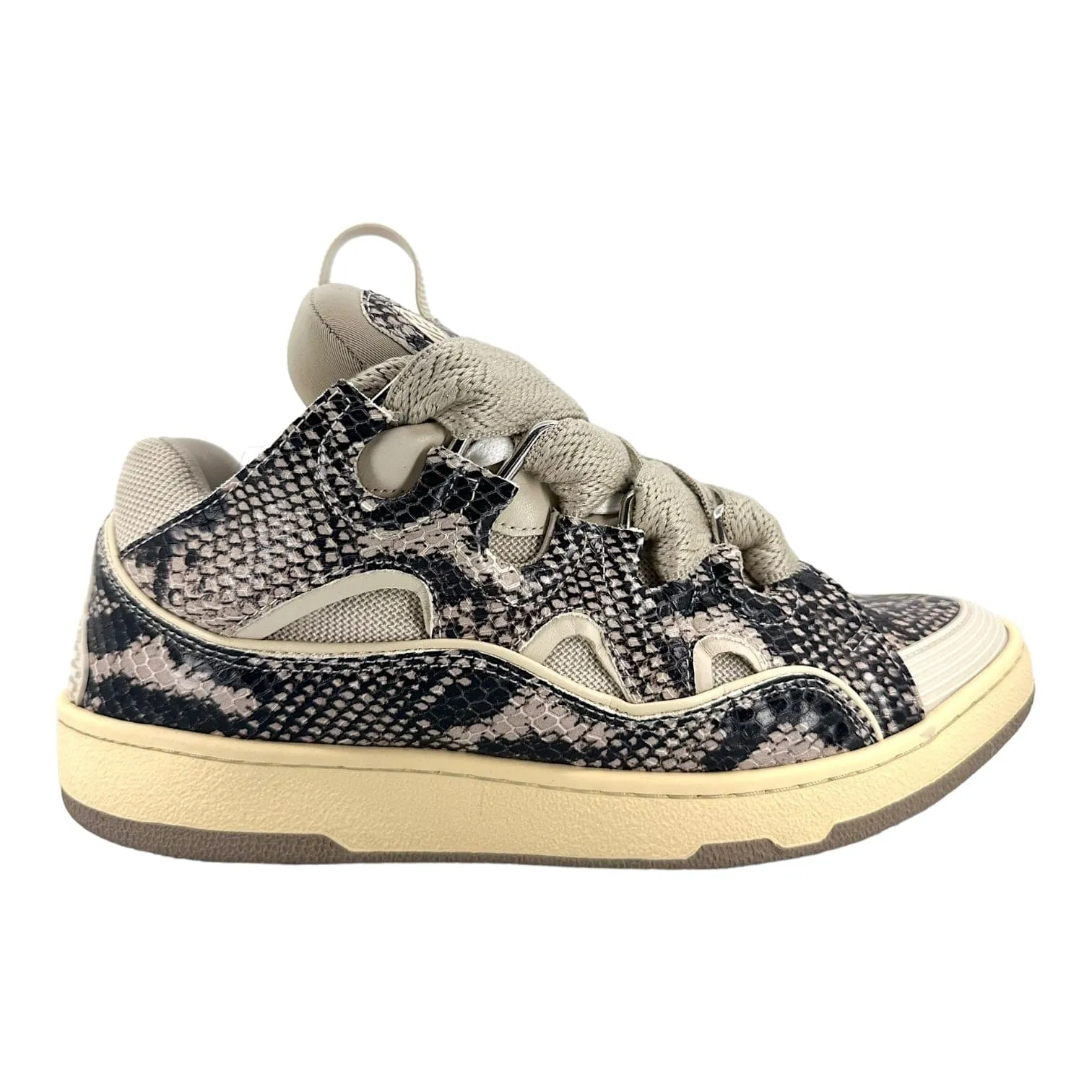 Lanvin Curb Sneaker Snakeskin Beige Pre-Owned