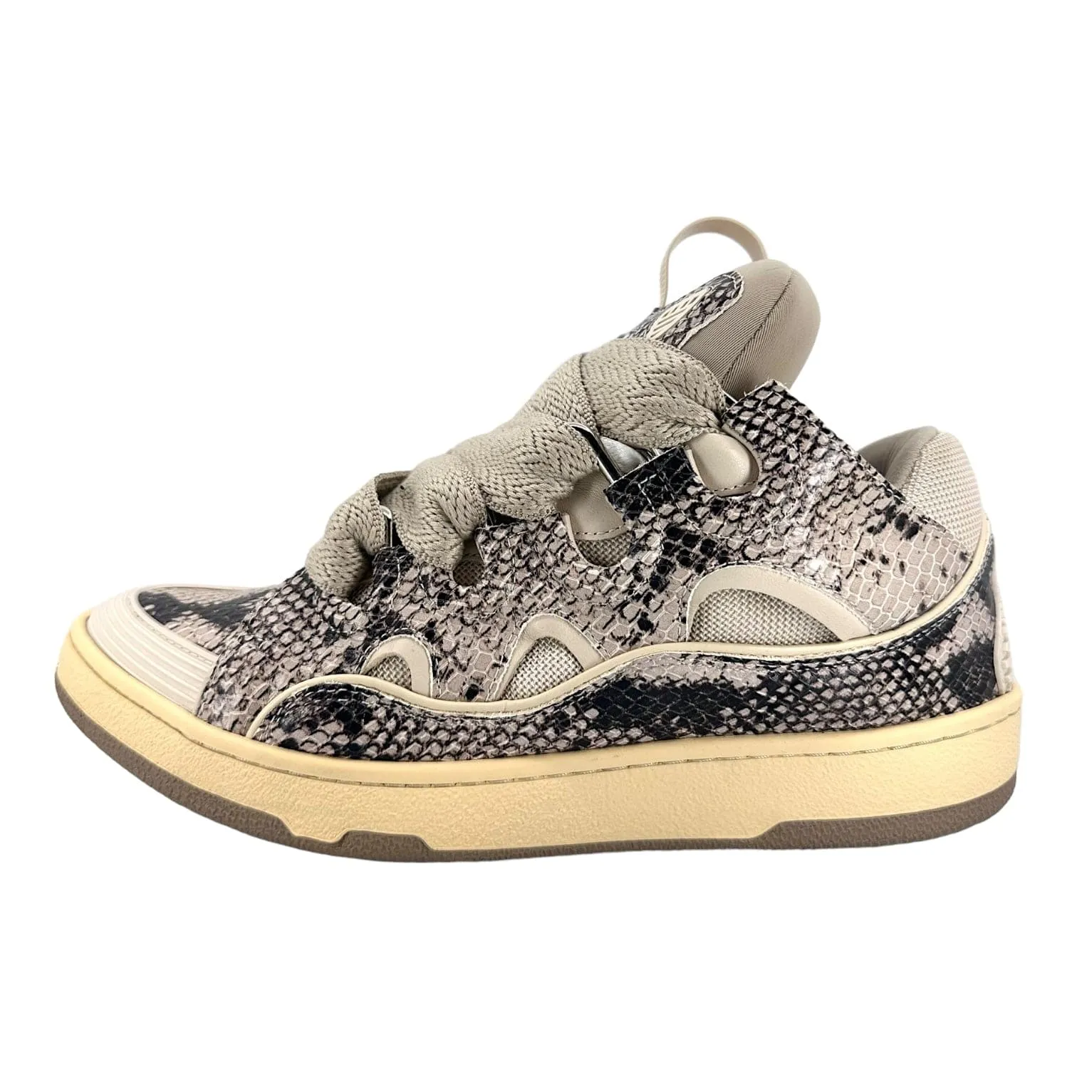 Lanvin Curb Sneaker Snakeskin Beige Pre-Owned