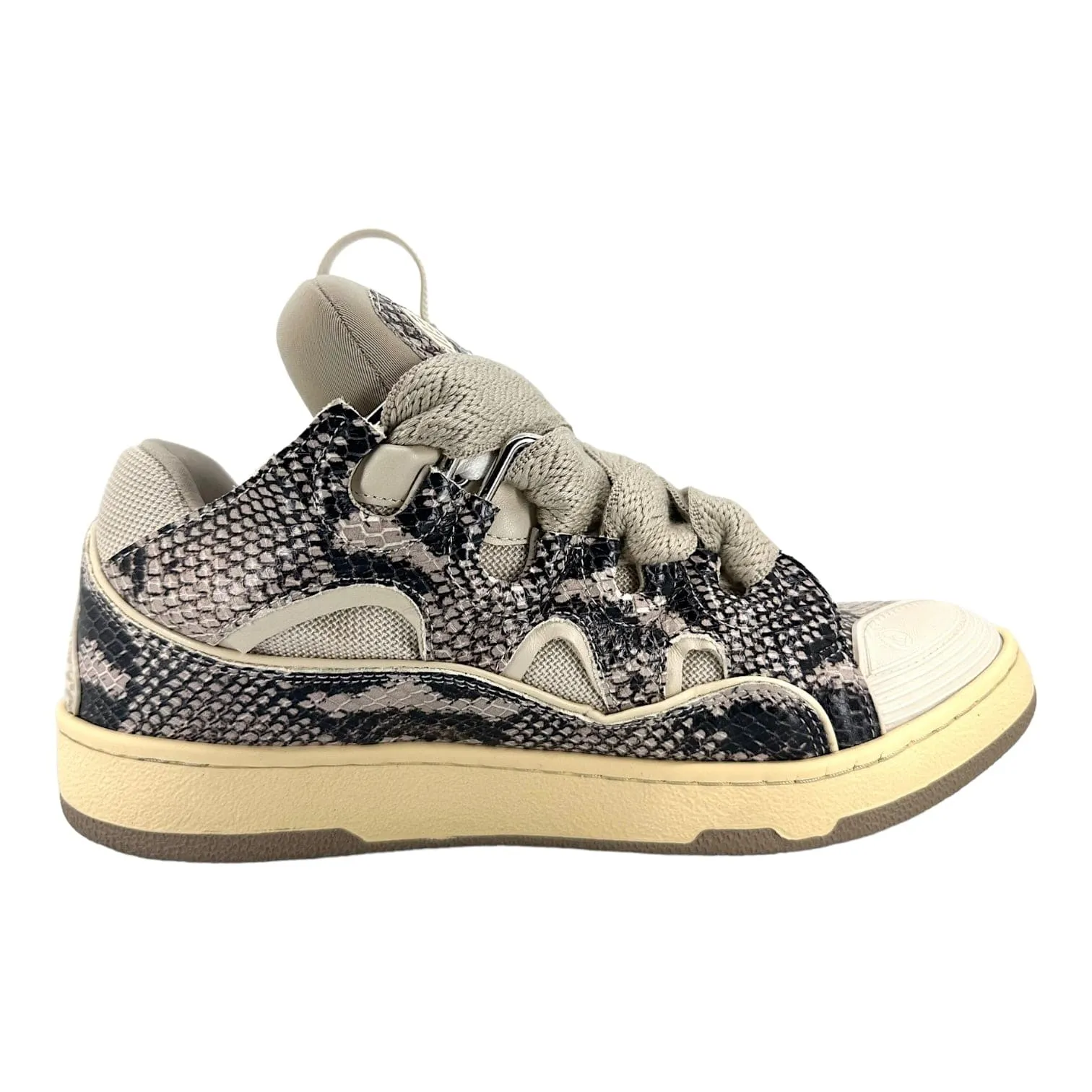 Lanvin Curb Sneaker Snakeskin Beige Pre-Owned