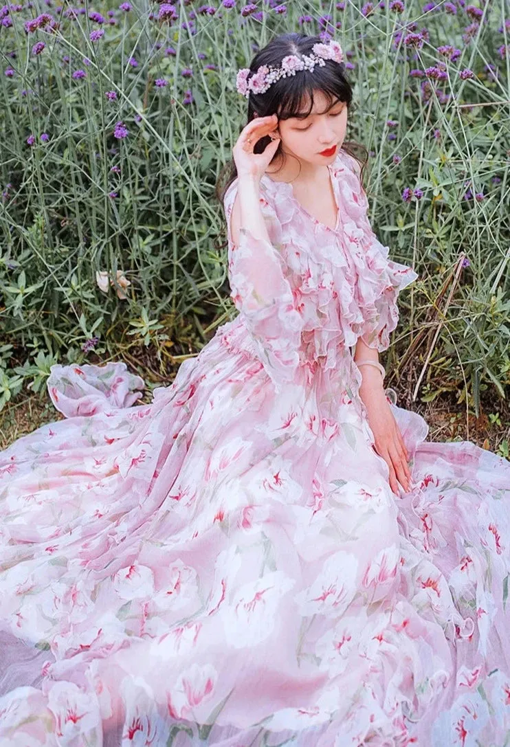 Lella Fairycore Aesthetic Long Ethereal Fairy Dress - Google SEO result: Fairy Dress: Lella - Long Ethereal Fairycore Aesthetic