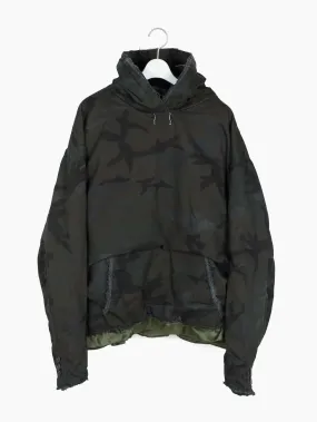 Les Six AW23 Overdyed Padded Camo Hoodie