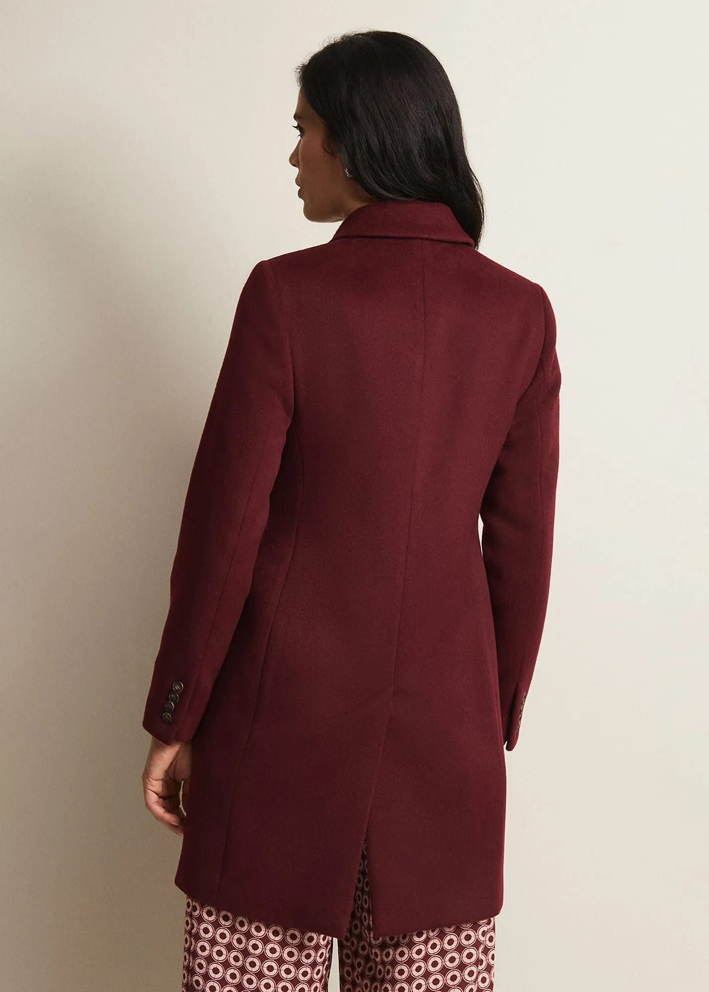 Lydia Dark Red Wool Smart Coat