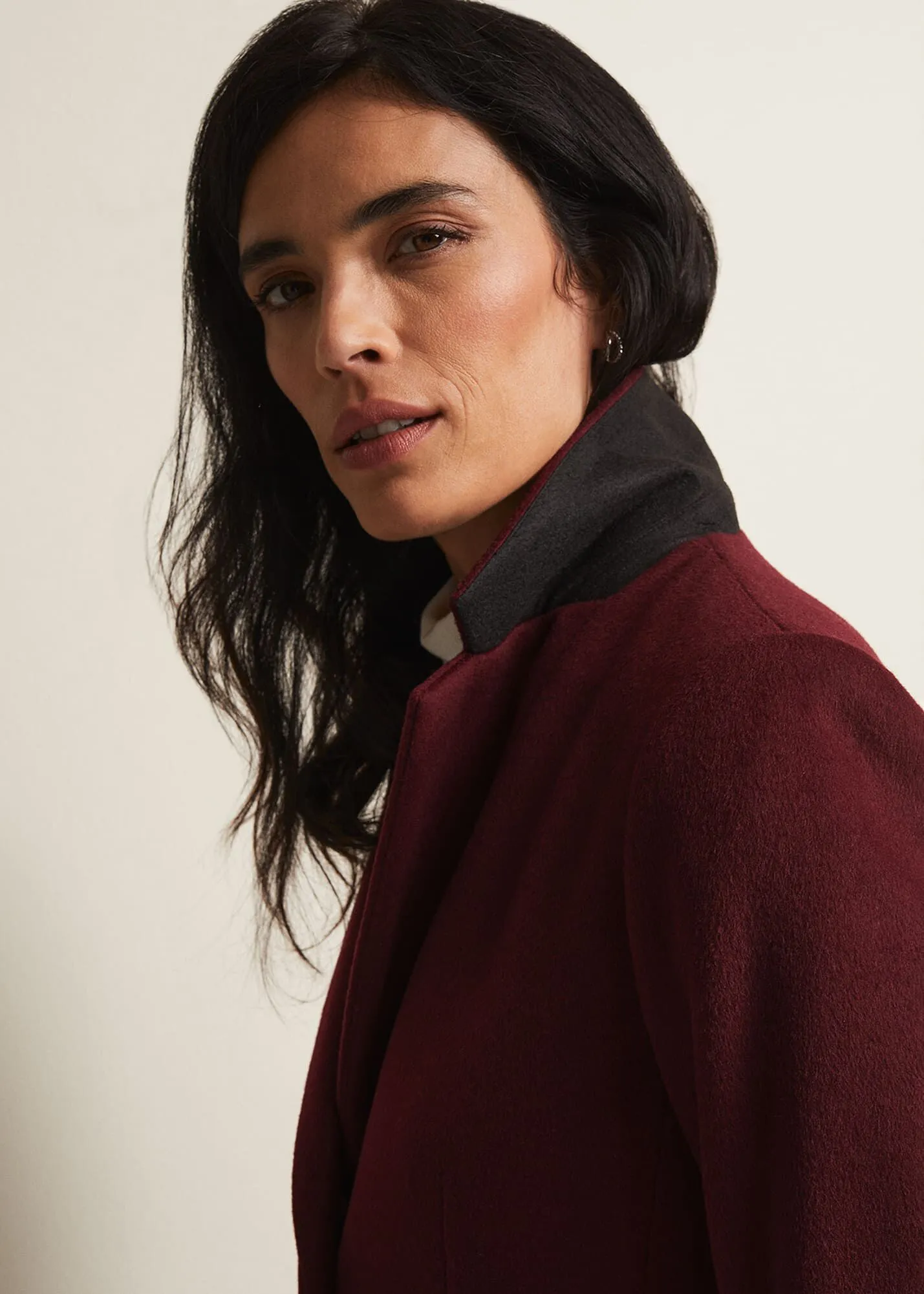 Lydia Dark Red Wool Smart Coat