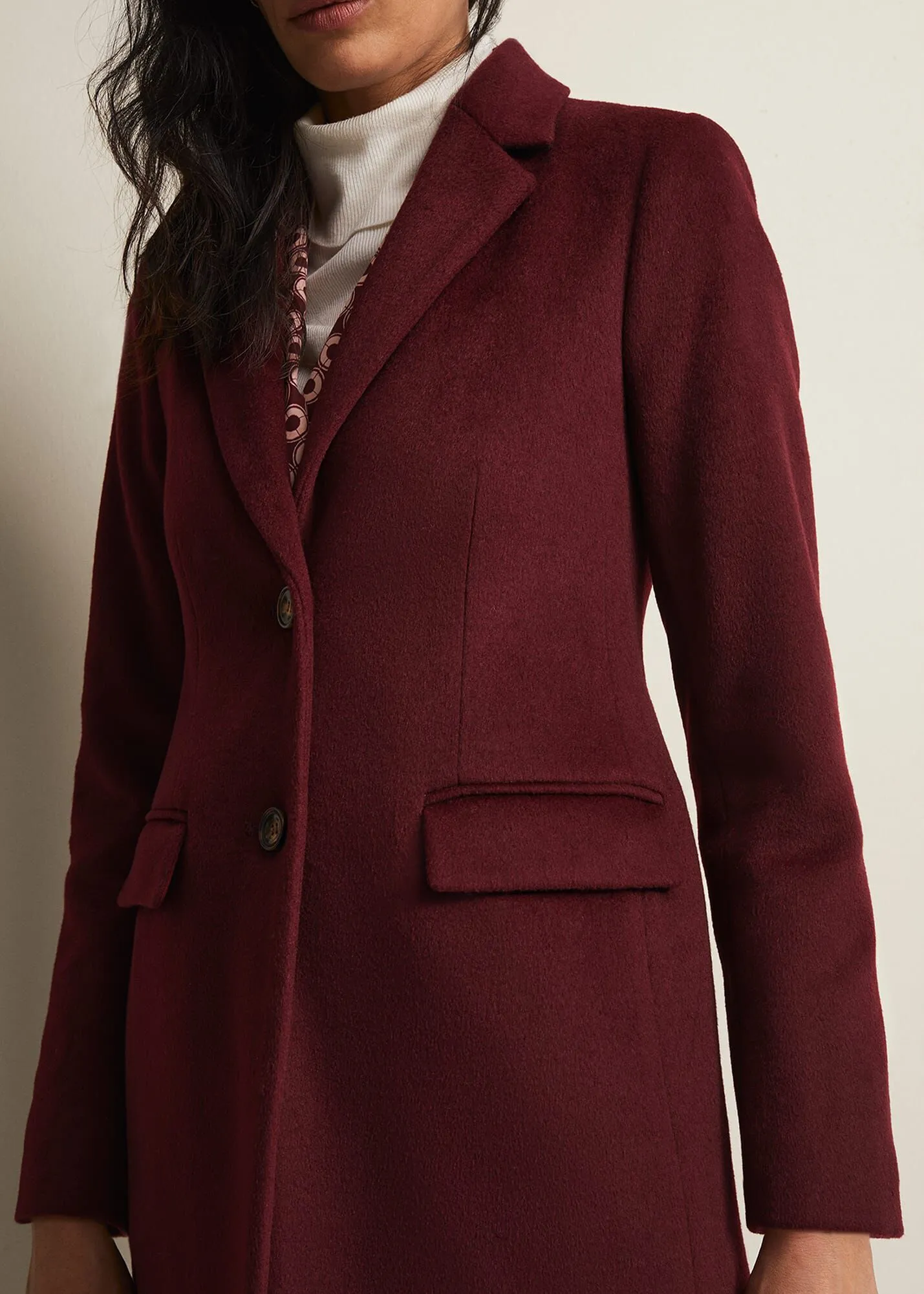 Lydia Dark Red Wool Smart Coat