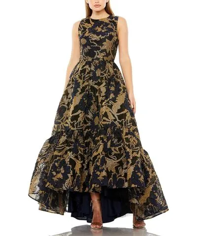 Mac Duggal Womens Brocade Hi-Low Evening Dress