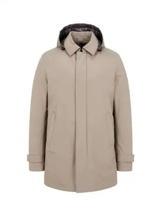 Men s Detachable Hood Goose Down Sub Zero Coat Dark Beige 270193