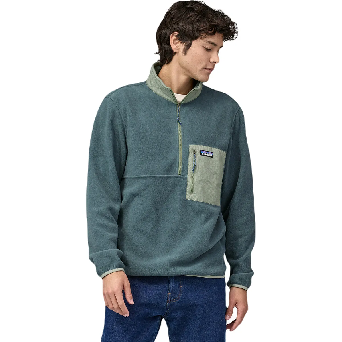 Men's Green Fleece Pullover: Patagonia Nouveau Microdini 1/2-Zip.