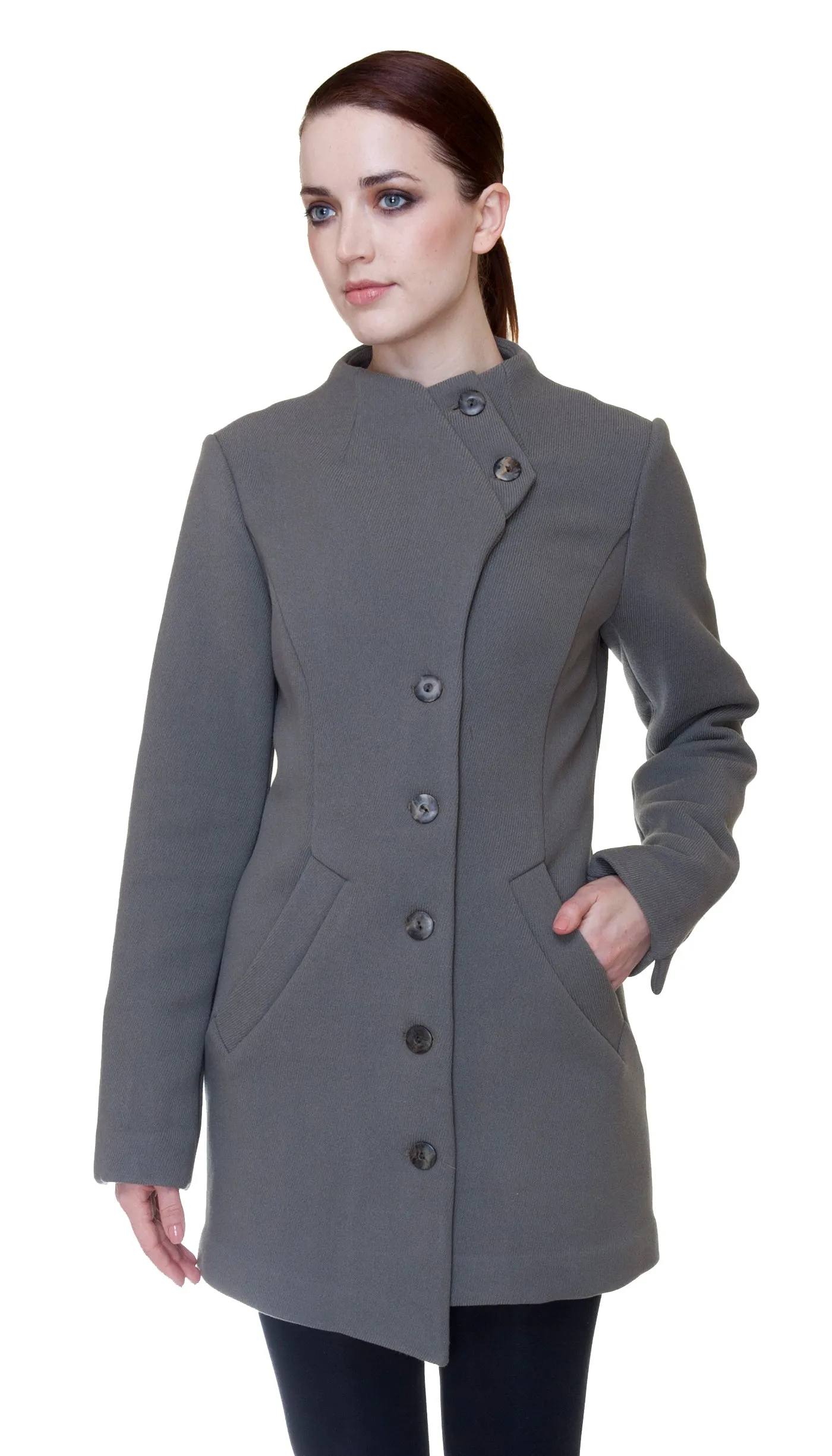 Military Style Button Front Coat in Putty - Shop Now