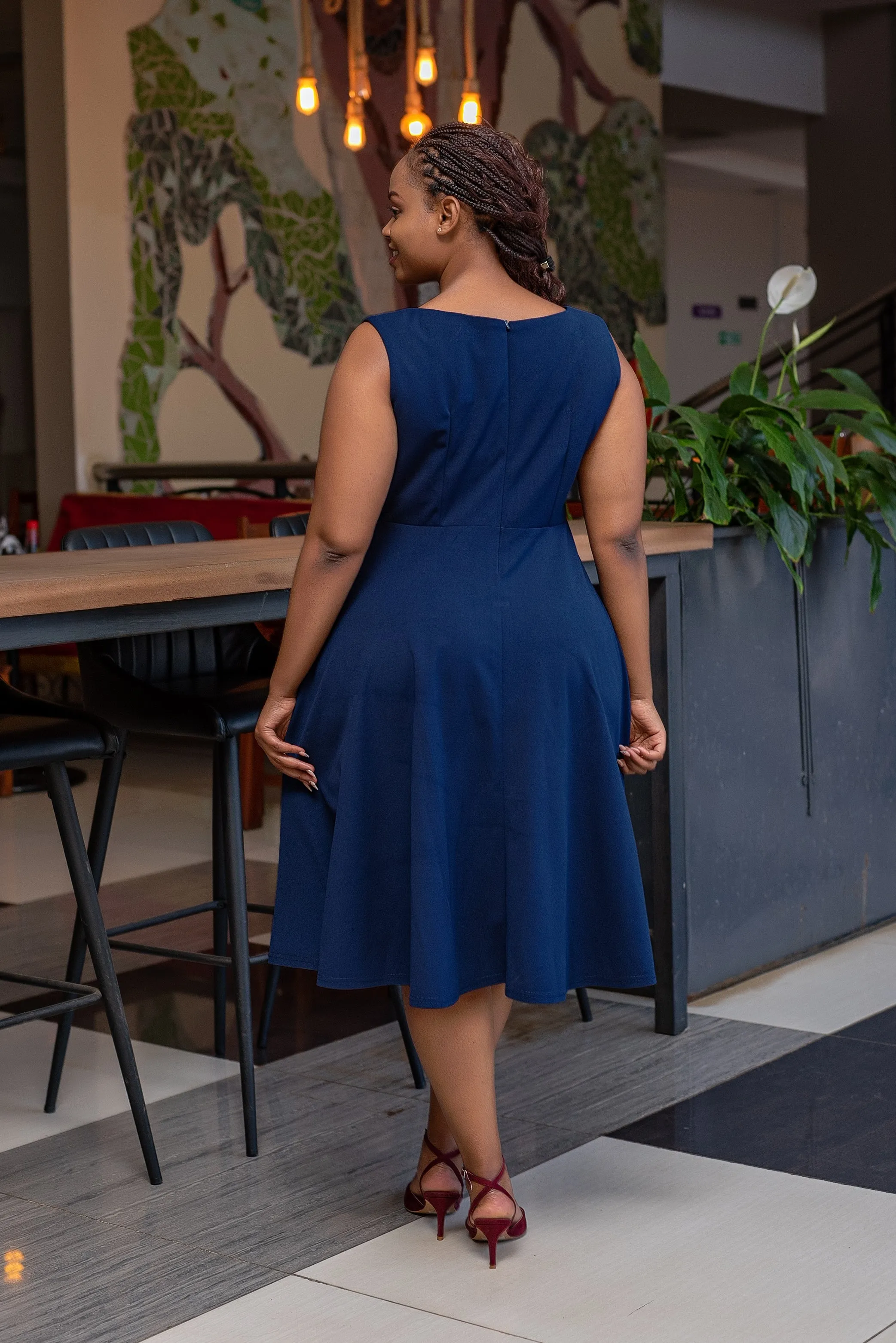 Navy blue Aline dress for women