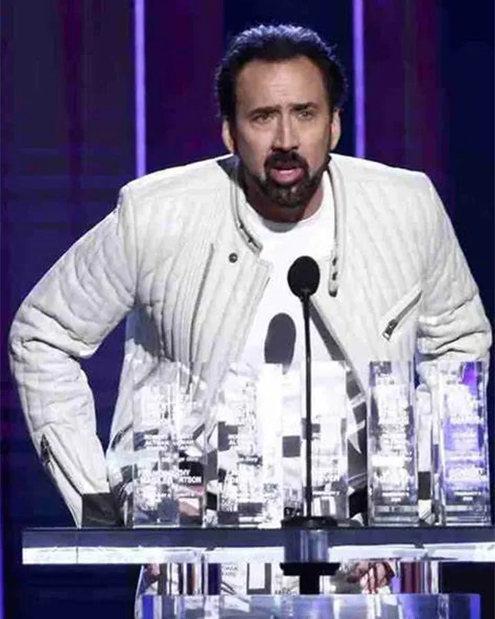 Nicolas Cage Off-White Leather Jacket - William Jacket