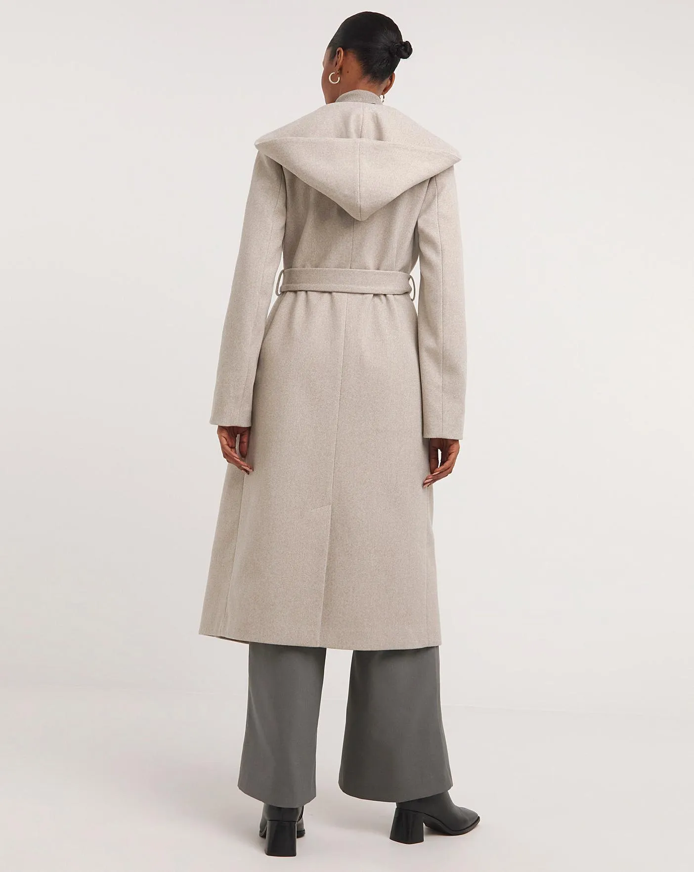 Oatmeal Hooded Robe Coat