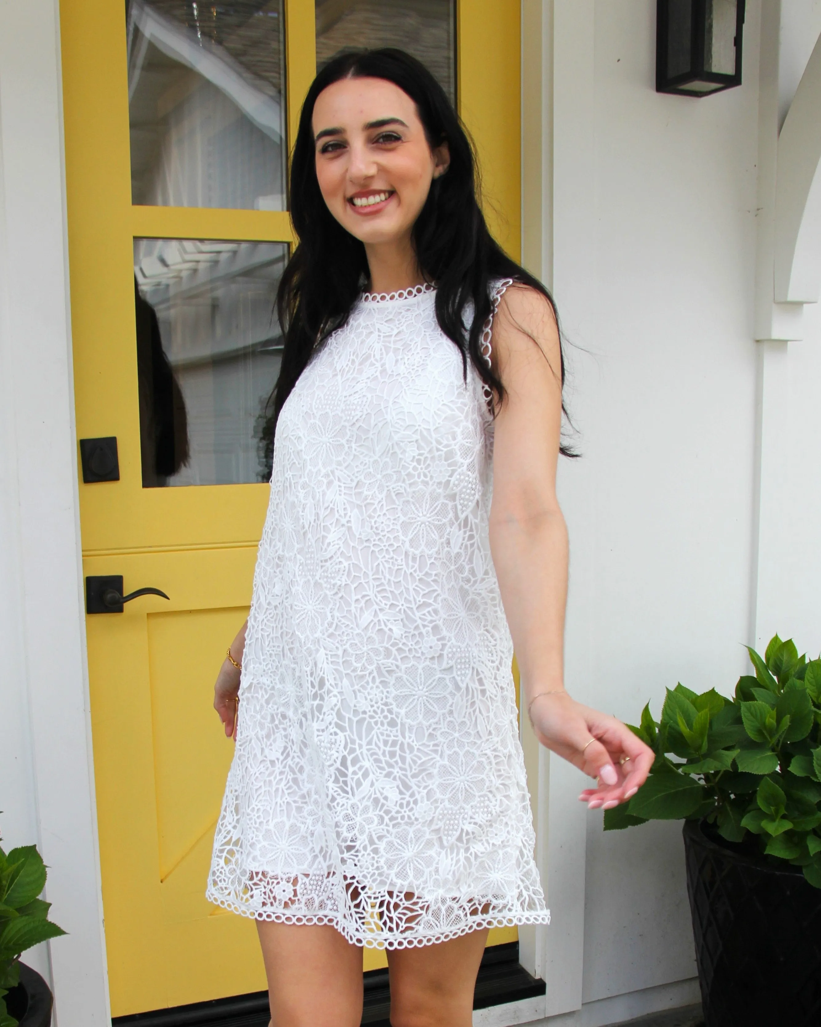 Off White Eyelet Lace Dress