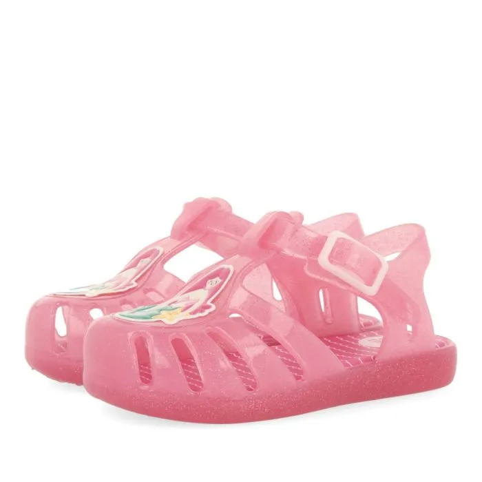 PINK CRAB SHOES WITH GLITTER AND MERMAID PATCH FOR BABY NEWBERG