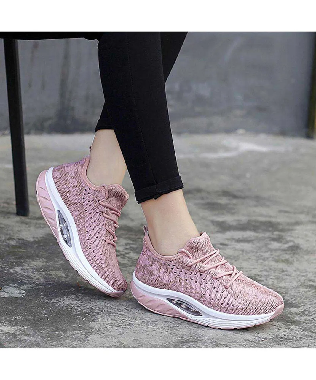 Pink texture pattern rocker bottom shoe sneaker 2109