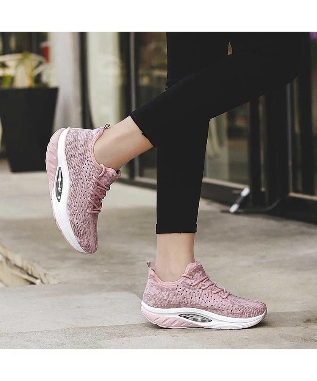 Pink texture pattern rocker bottom shoe sneaker 2109