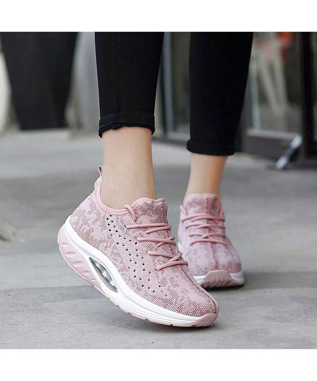 Pink texture pattern rocker bottom shoe sneaker 2109