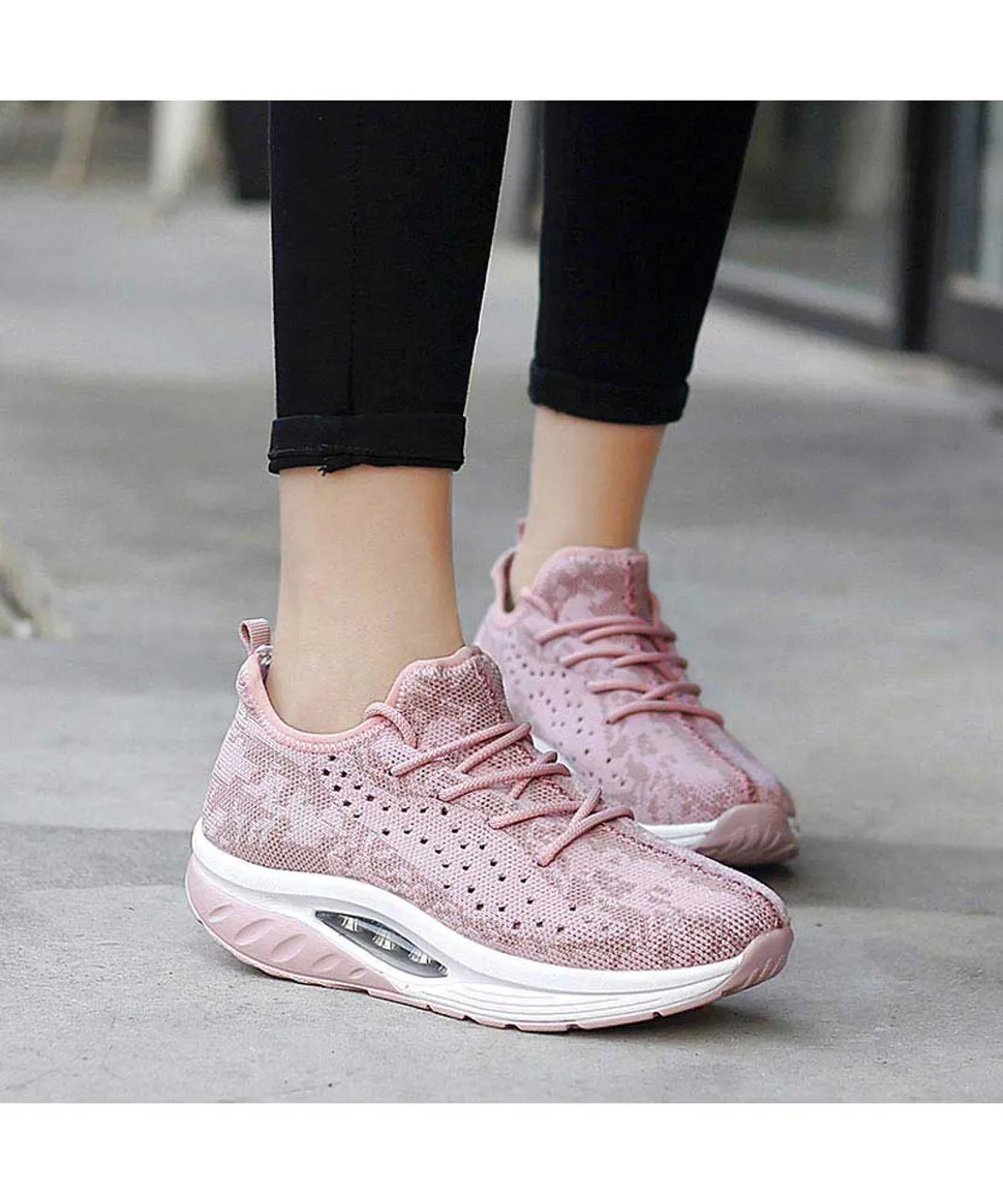 Pink texture pattern rocker bottom shoe sneaker 2109