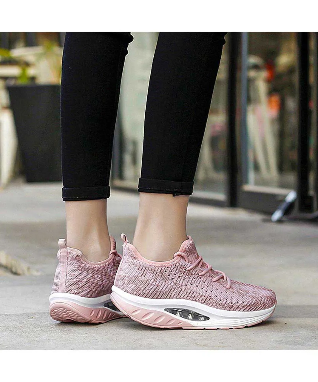 Pink texture pattern rocker bottom shoe sneaker 2109