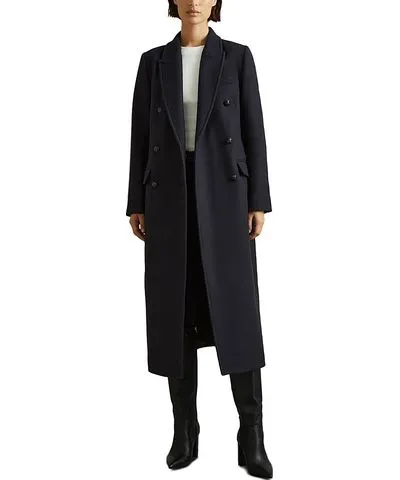 Reiss Florence Long Double Breasted Wool Blend Coat