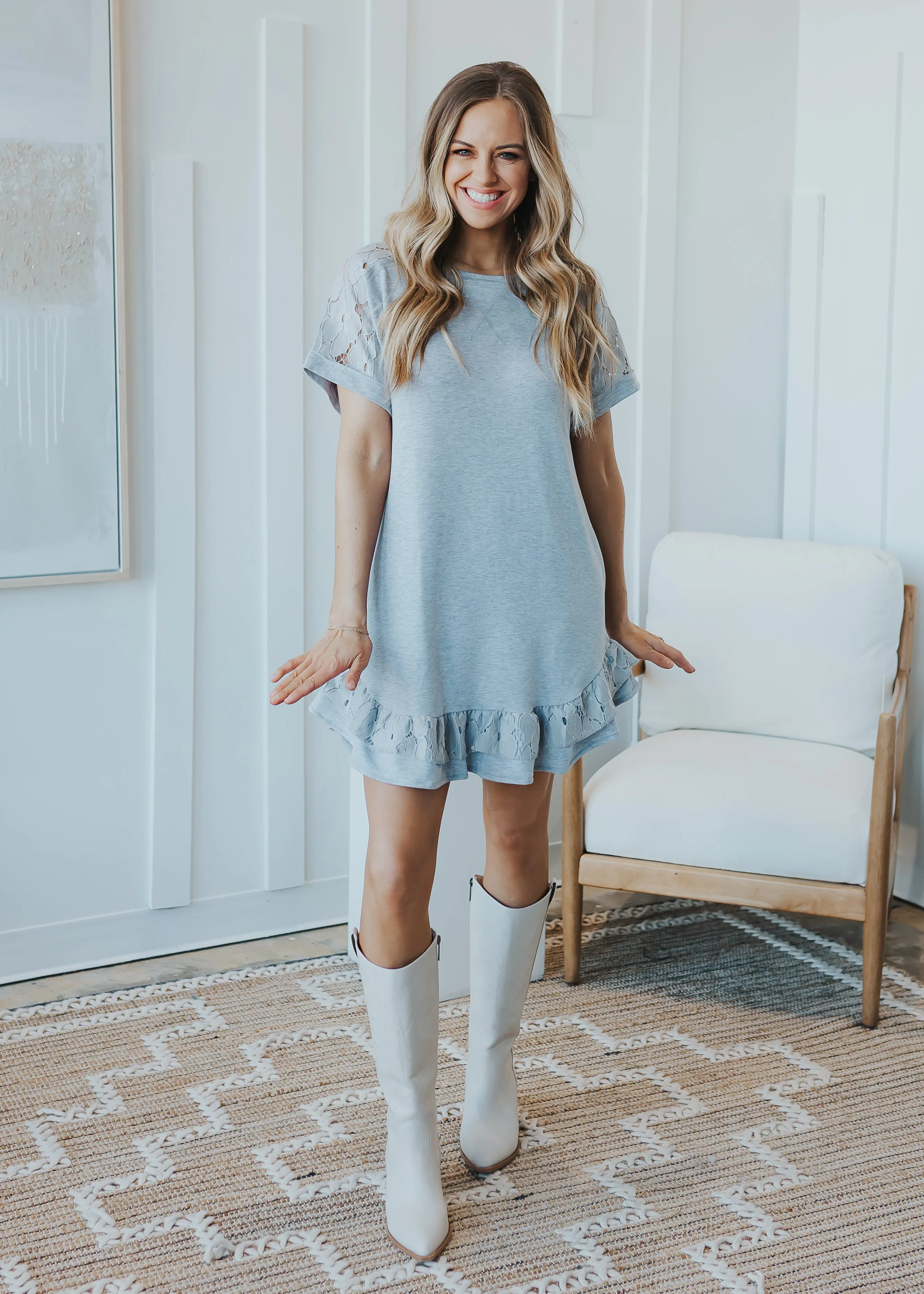 Ruffled Dress with Willow Lace