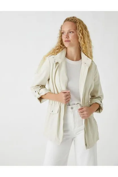 Silk Look Zippered Coat