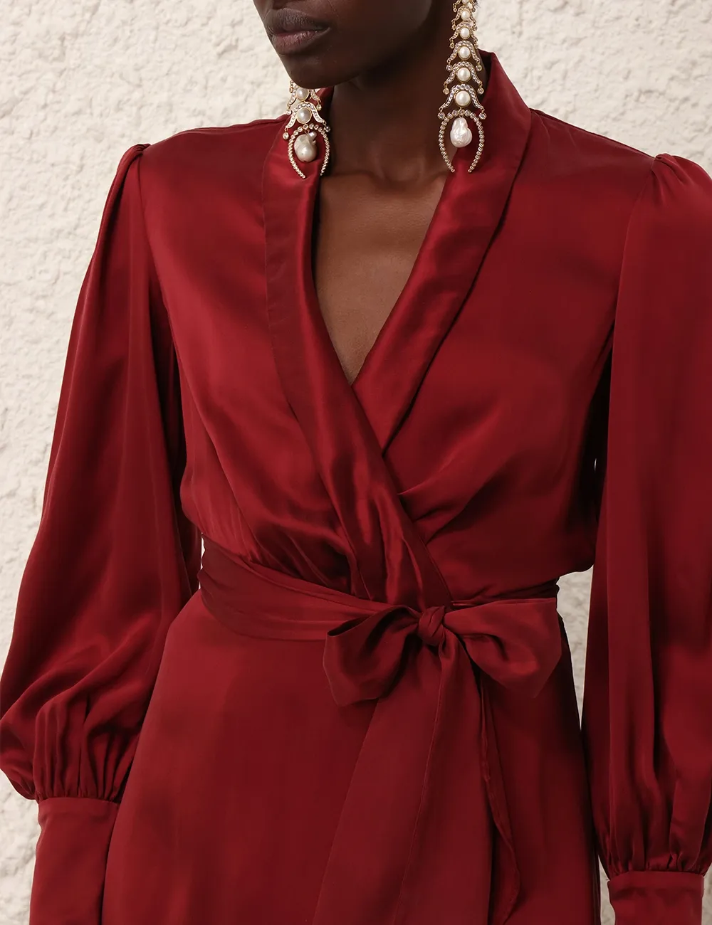 Silk Wrap Midi Dress