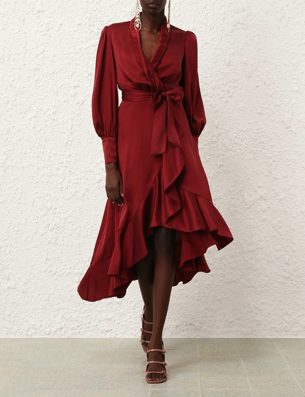 Silk Wrap Midi Dress