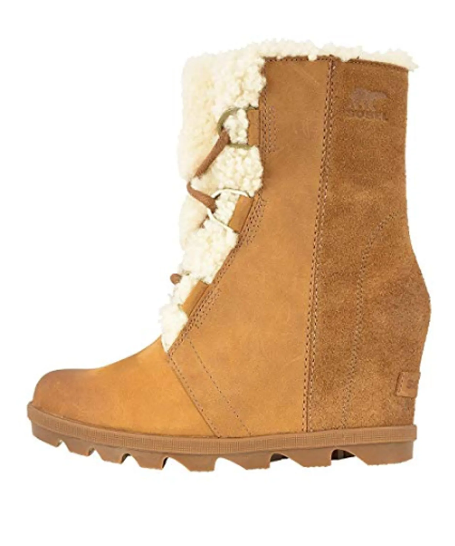 Sorel Women’s Joan Wedge Shearling Boots (Camel Brown)