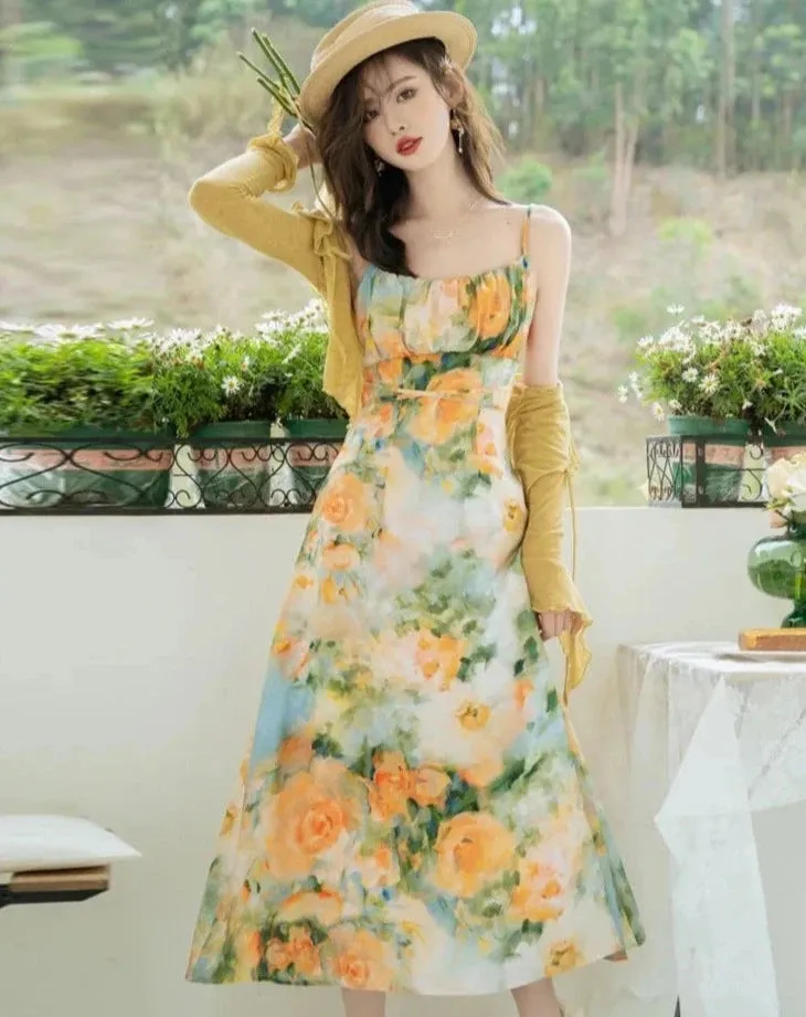 Summer Garden Floral Print Dress Set