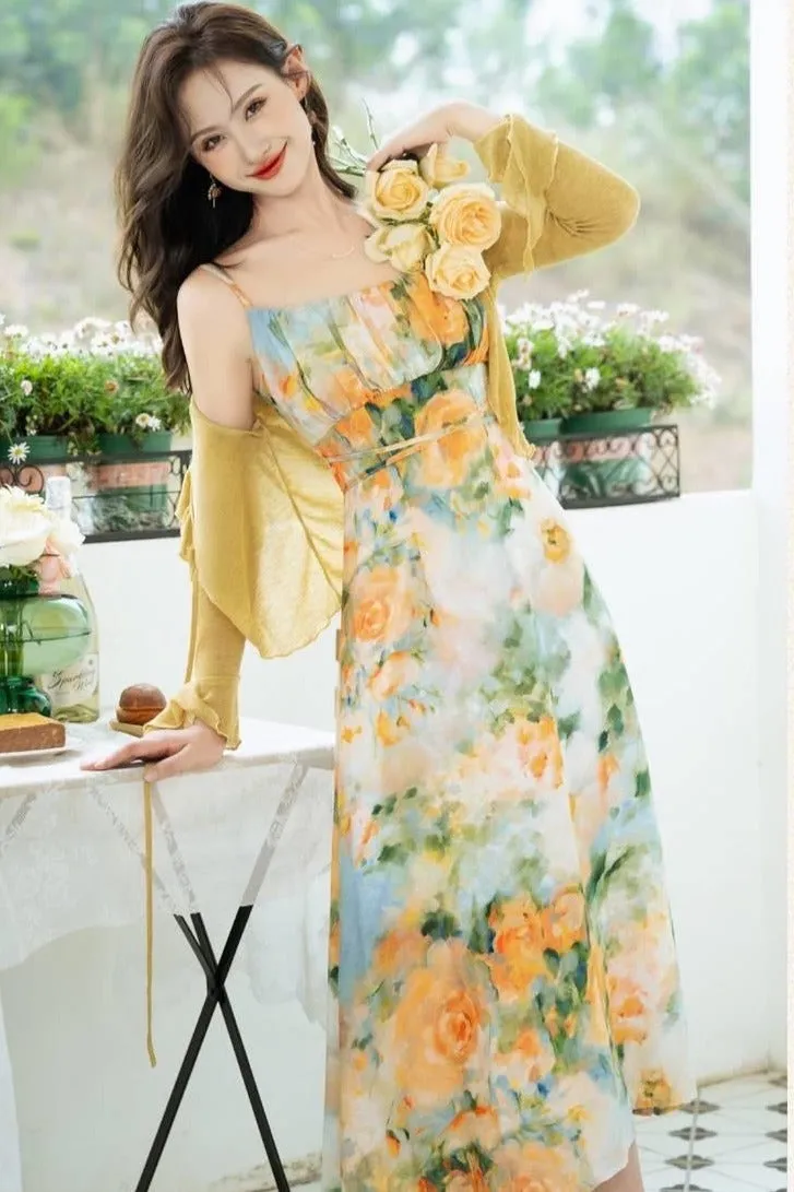 Summer Garden Floral Print Dress Set