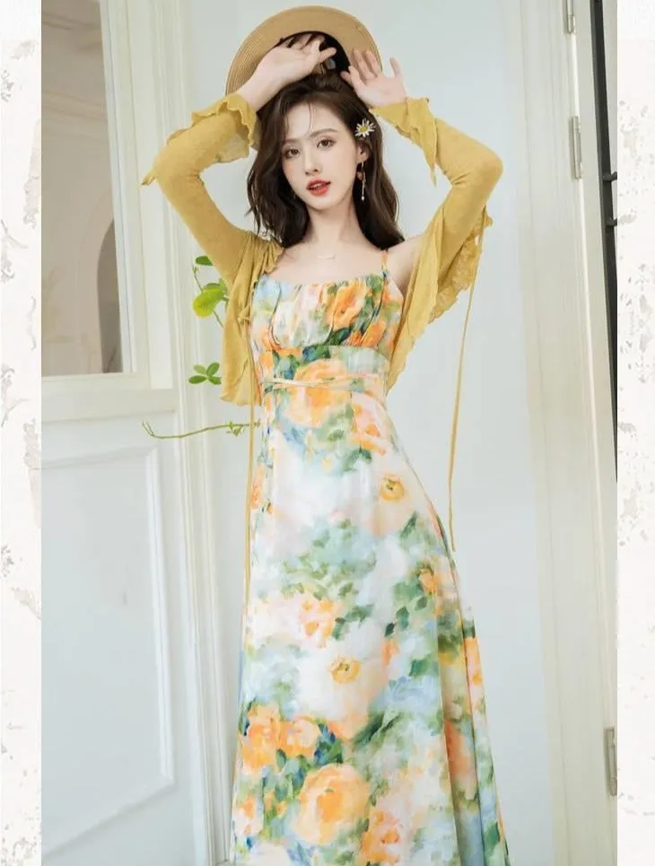 Summer Garden Floral Print Dress Set