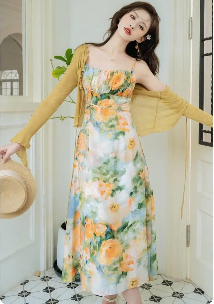 Summer Garden Floral Print Dress Set