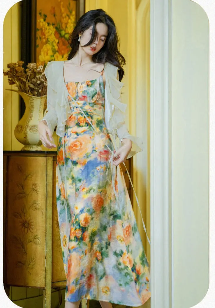 Summer Garden Floral Print Dress Set