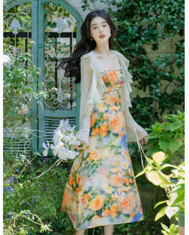 Summer Garden Floral Print Dress Set