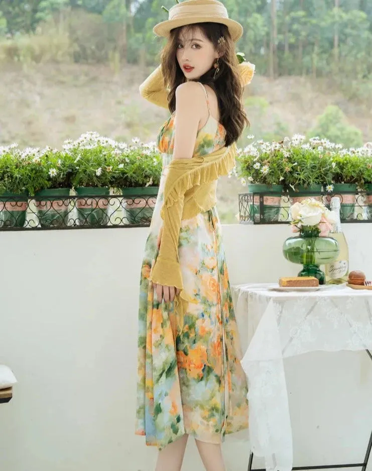 Summer Garden Floral Print Dress Set